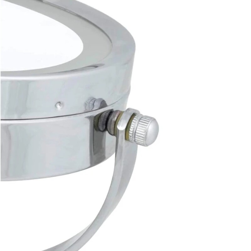 Espejo maquillaje de pie aumento doble cara luz led PLATA