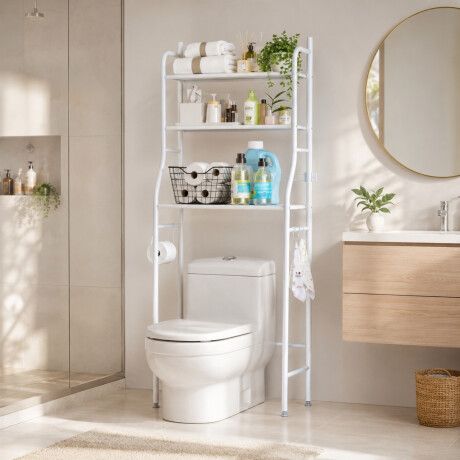 Estante organizador sobre inodoro mueble 1,55 mts BLANCO