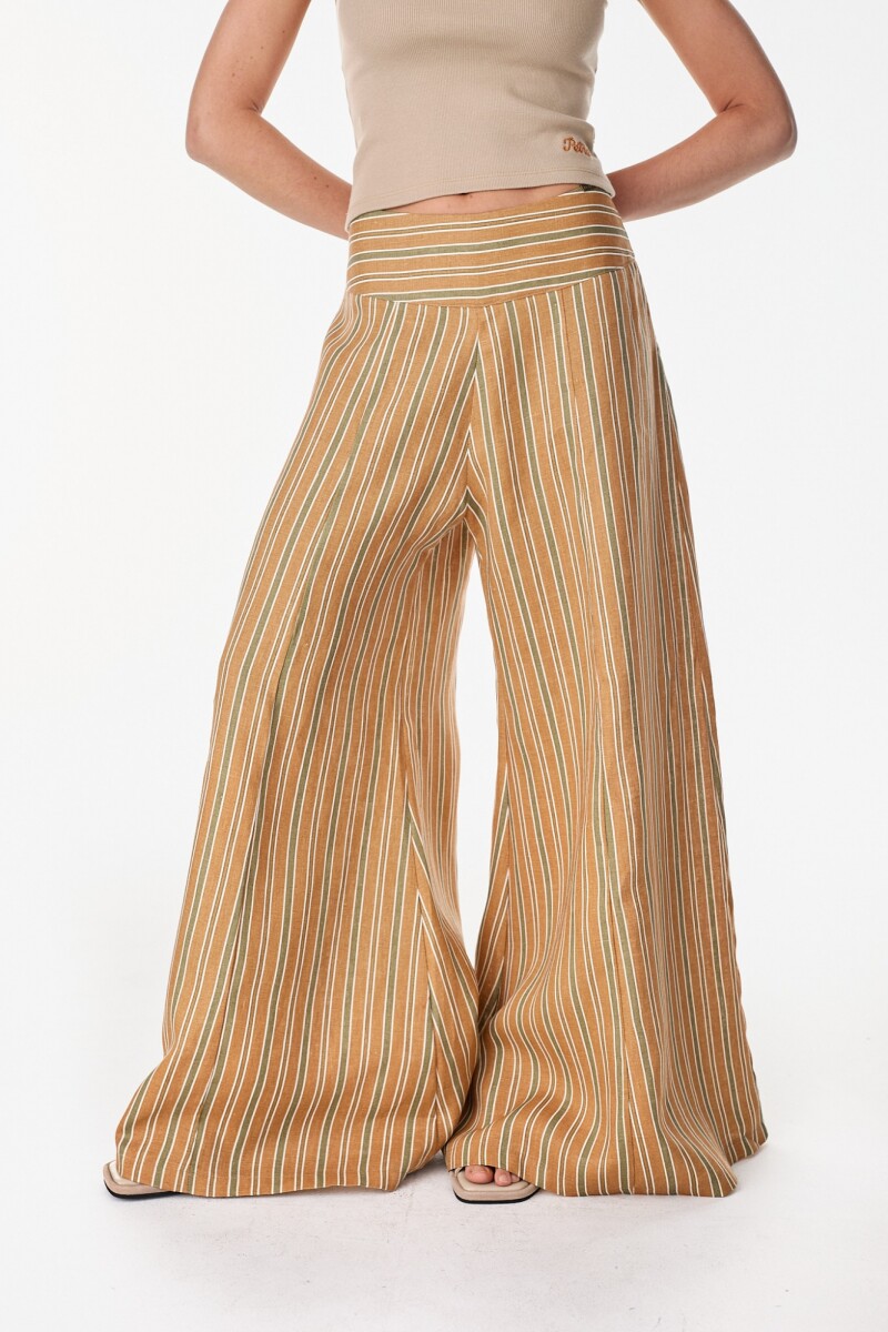 Pantalon Lino Deep Rayas Verde