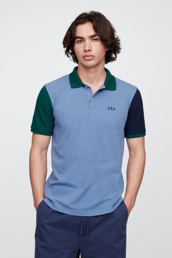 Remera Polo Logo Gap Hombre Bainbridge Blue