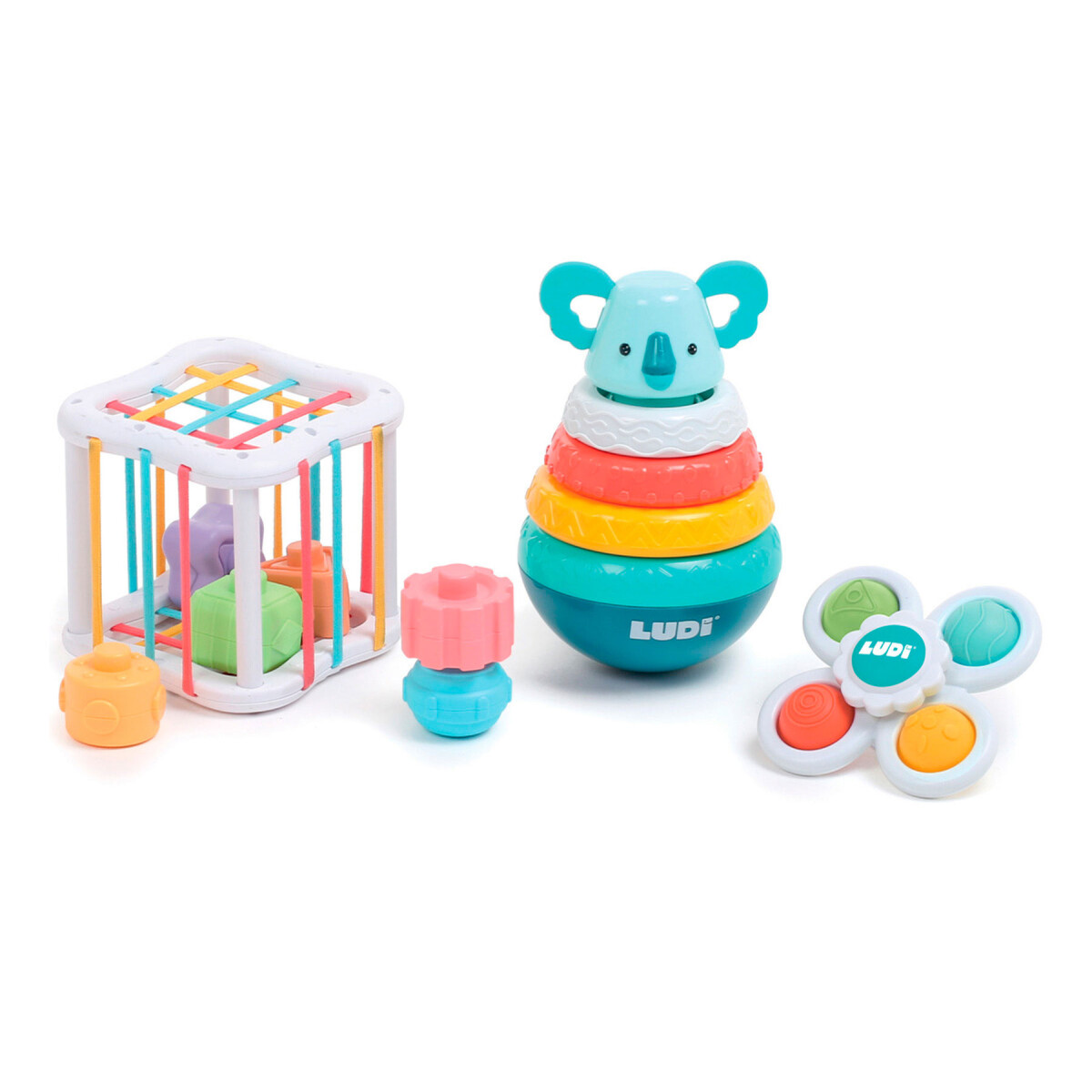 Juego De Encastre Apilable Infantil Kit Motricidad Koala - Color Verde 
