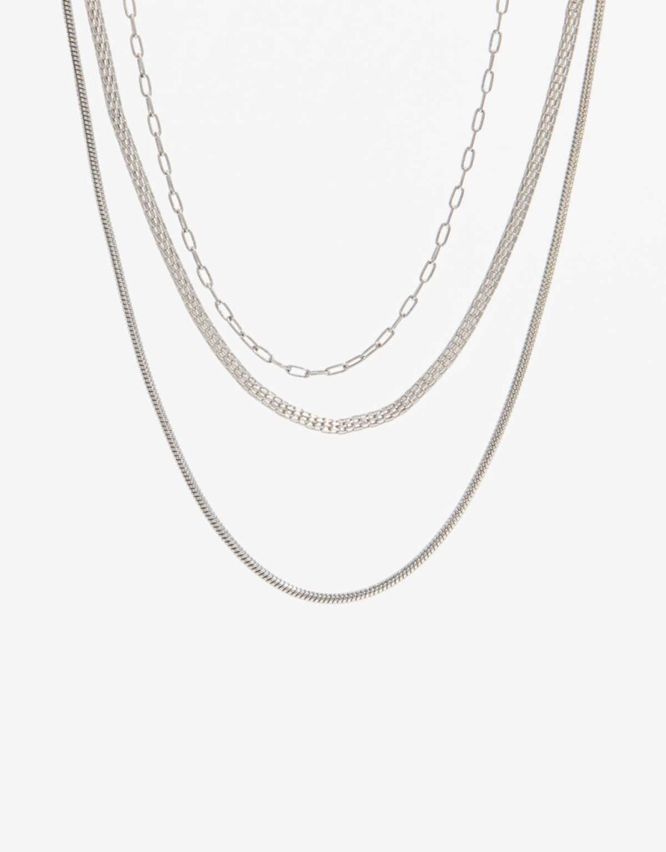 Collar Multicadenas - Plateado Rodio 