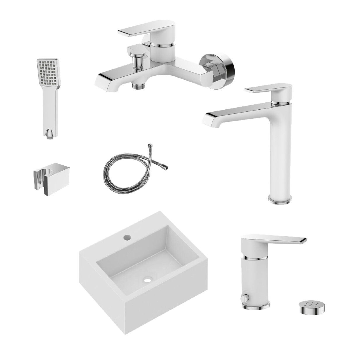 Combo De Baño Griferia Linea Ivrea + Bacha Quadra Blanca 
