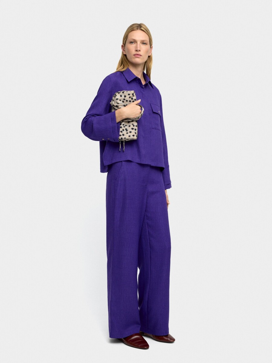 Pantalón Fluido Con Efecto Arrugado violeta