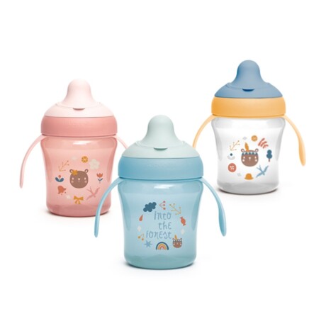 Vaso Pico Antiderrame Suavinex Bebés +6 Meses 200Ml con Asas Mostaza