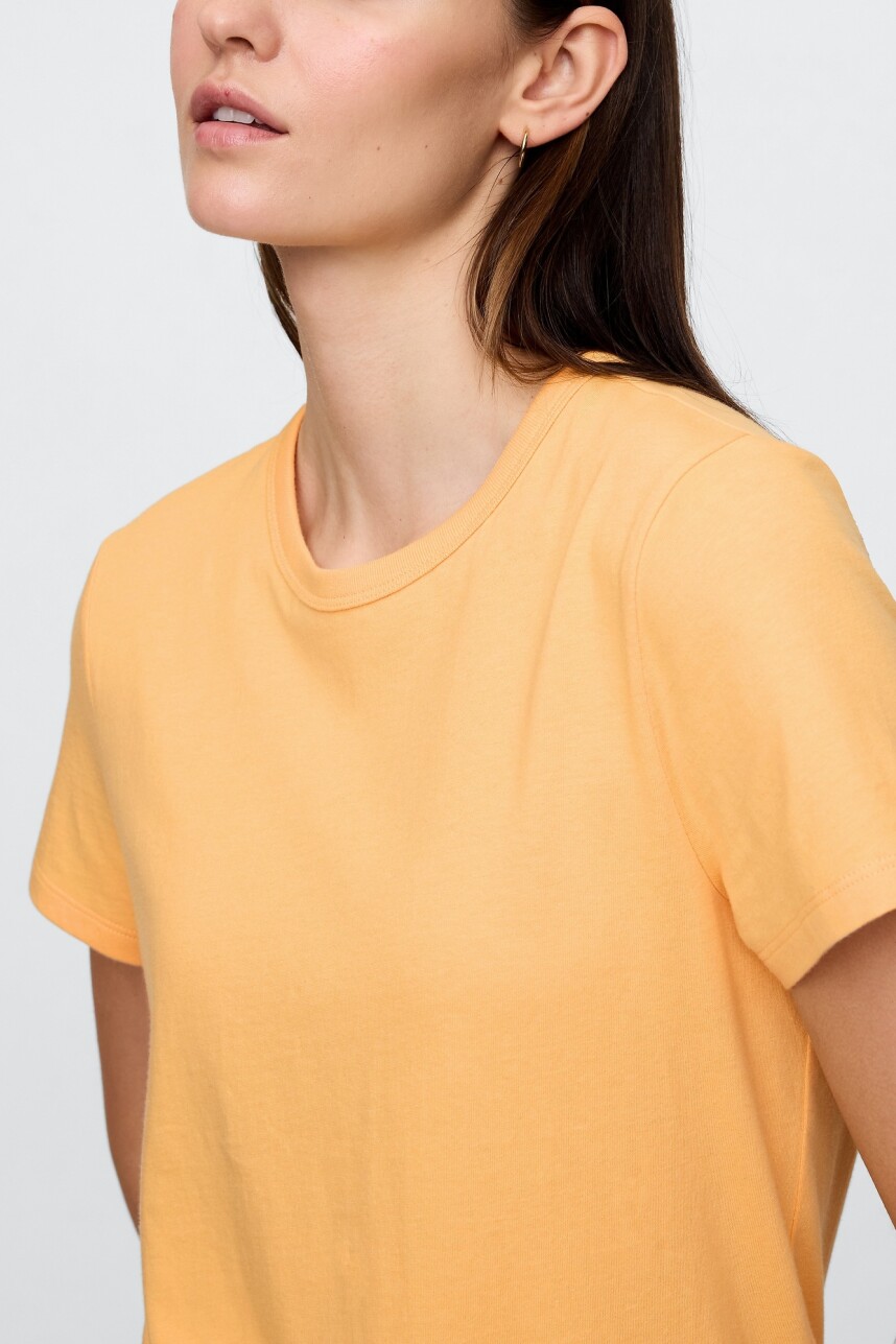 Remera Bàsica Manga Corta Cuello Redondo Mujer Orange Nectar 660