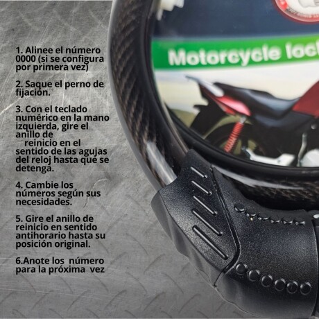 Linga Candado para Bici Moto reforzada Combinación Segura Negro