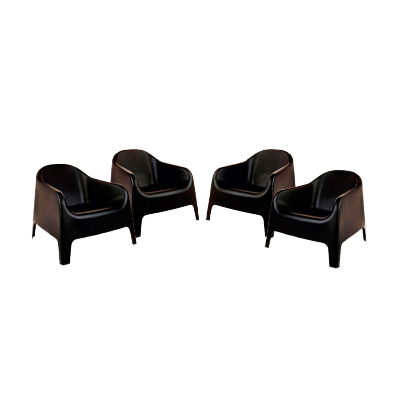 Set de 4 Sillas Plastico Skarpo Jardin Negro