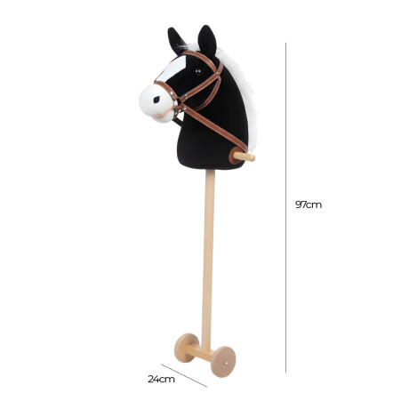 Peluche Cabeza De Caballo Palo Ruedas Niños N1 Negro