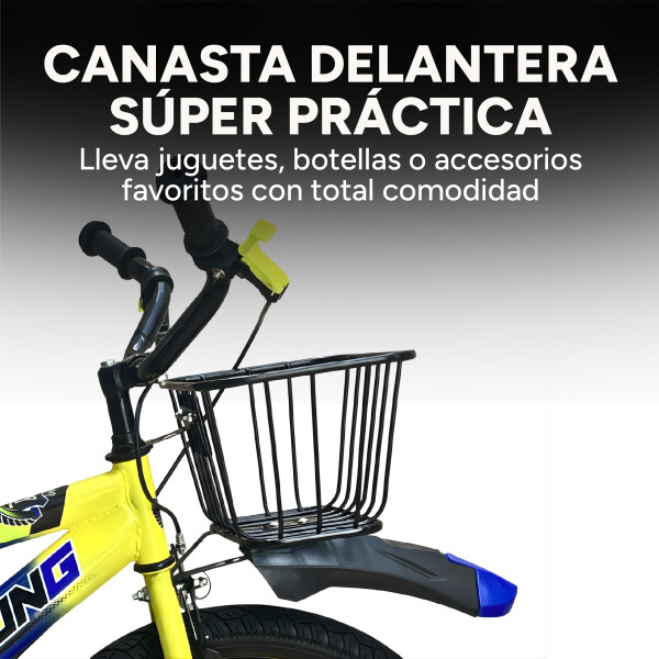 Bicicleta Infantil Yjtong R18 Canasto Parrilla Guardabarros Azul 1