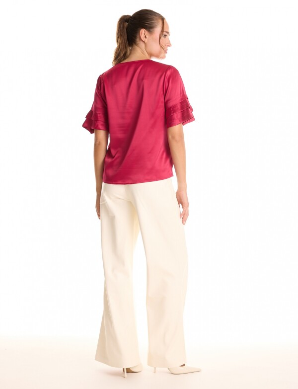 Blusa Saten Volados BORDEAUX