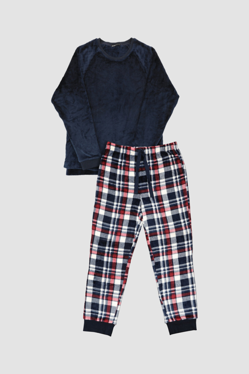 Pijama coral fleece men Azul