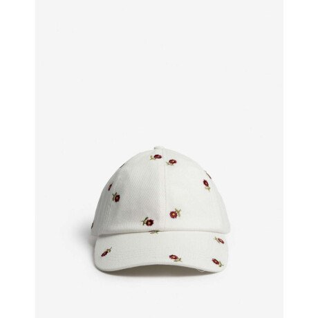 Gorra Bordada Flores Blanco Crudo