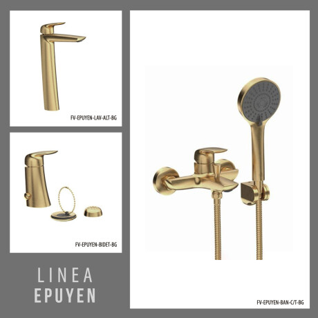 Juego De Griferia Incluye Lavatorio Alto Bidet Y Ducha Exterior Con Telefono Y Flexible DORADO-BRUSHED GOLD