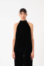 TOP HALTER, EN VELVET Negro