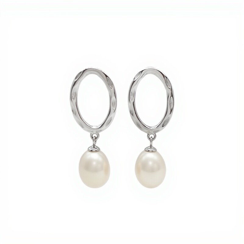 Caravanas Óvalo Perlas-Plata 925-Con Perla-CA3208 conperla