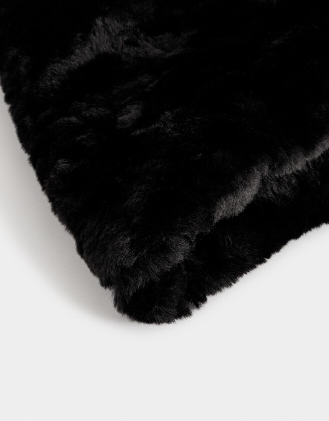 Cuellos Clasico Cuello Tejido Efecto Peluche - Negro