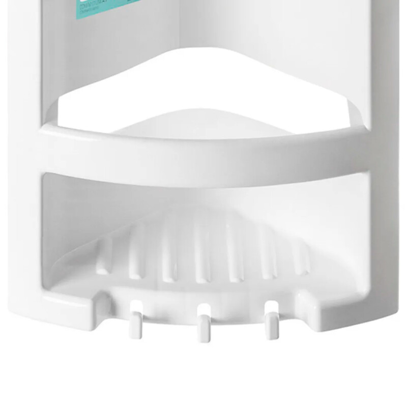 Esquinero para ducha con ganchos de plástico BLANCO