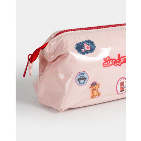 Portacosméticos Vinilo Flores Blanco Crudo