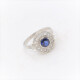 Anillo En Platino, Zafiro Redondo Y Brillantes Anillo En Platino, Zafiro Redondo Y Brillantes