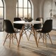 Juego de comedor Con Mesa Circular de 80cm + 4 Sillas Eames Negro/Blanco