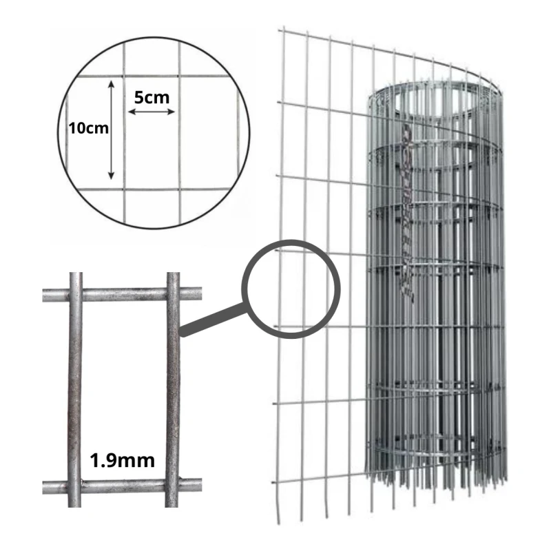 Tejido Malla Electrosoldada Galvanizada Rollo 1.80m X 25 Mt Gris