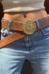 Simple Escudo Belt Camel / Dorado