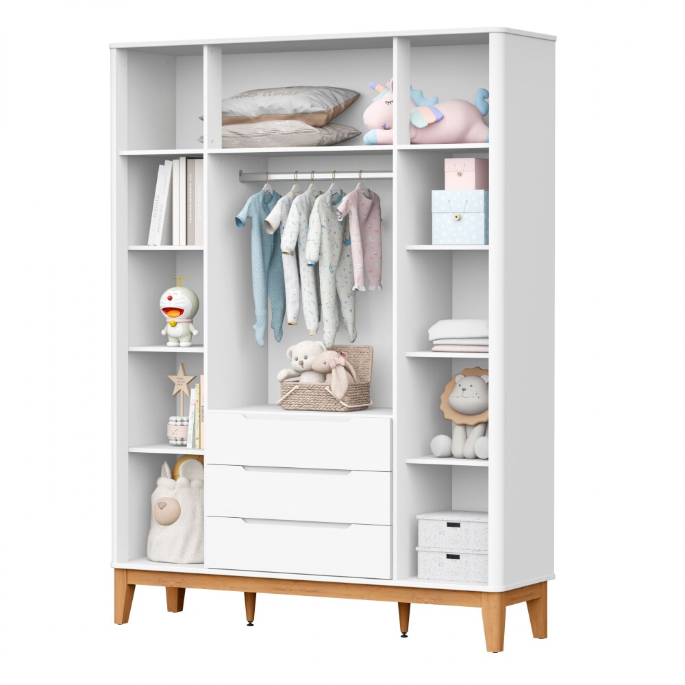 Ropero 4 puertas 3 cajones - Boom Blanco