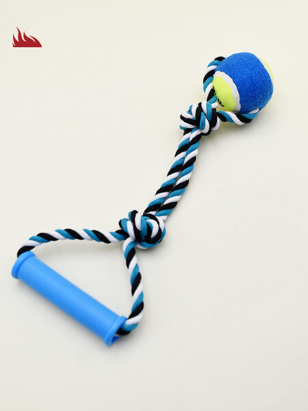 PELOTA CON CUERDA PARA MASCOTA 32cm AZUL
