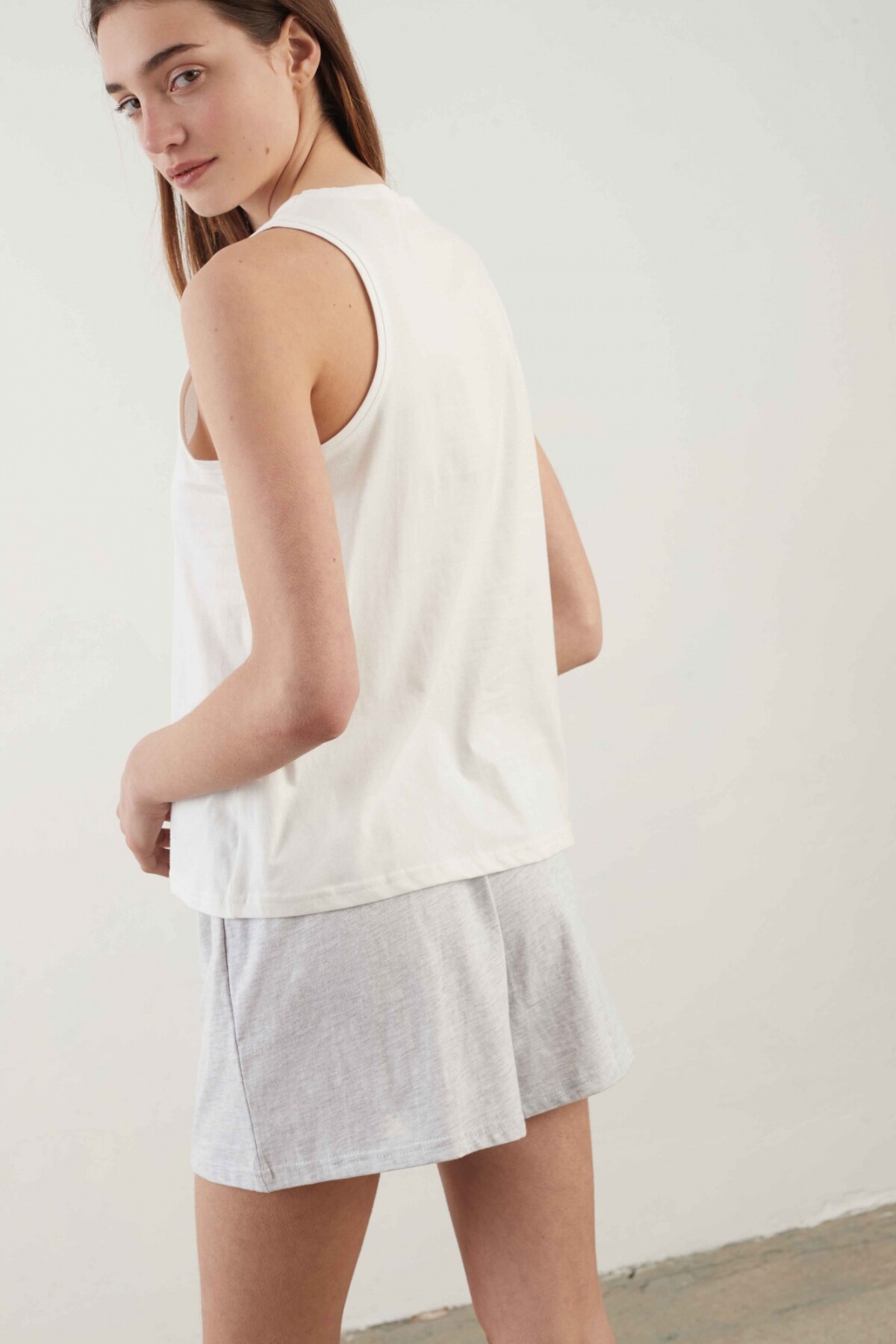 Musculosa Frey Blanco/Celeste
