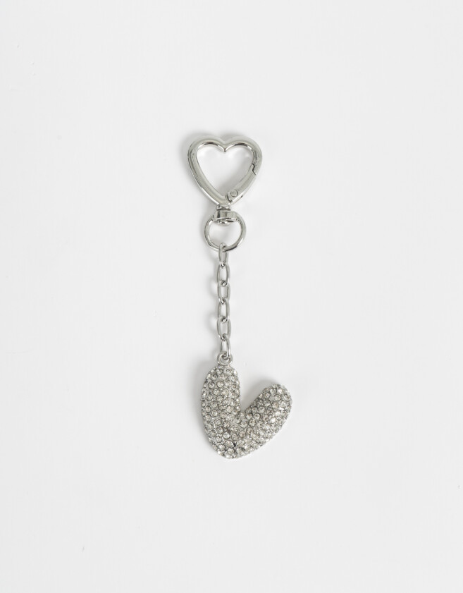 Llavero Glitter Llavero Y Charm Dije Letra "v" Strass - Plateado