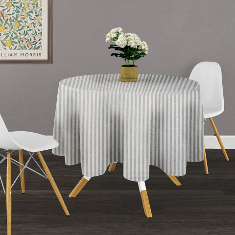 Mantel Redondo Waterproof Home Class 160 cm 4881 RAYAS BEIGE