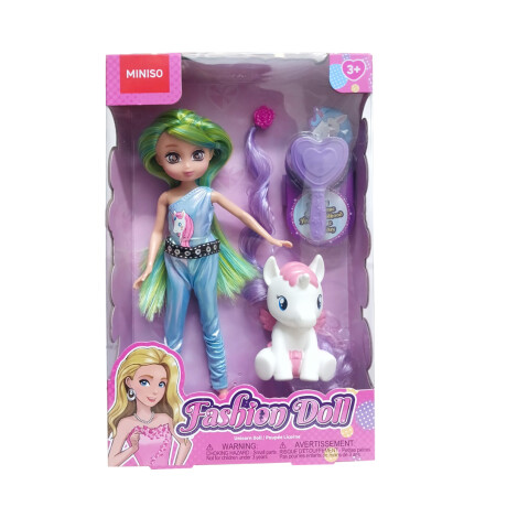 Juguete muñeca con mascota verde