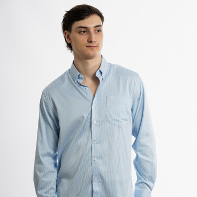 Camisa con Spandex Rayita celeste