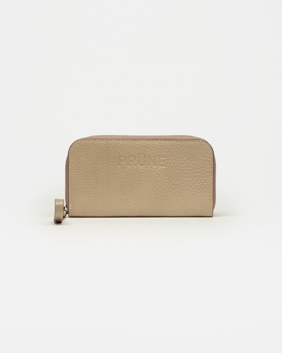 Billetera Denisse en cuero graneado - Taupe 