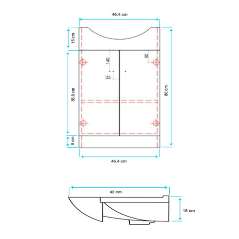 MUEBLE MDF GIOTTO CON BACHA - 50X29.5X80 000