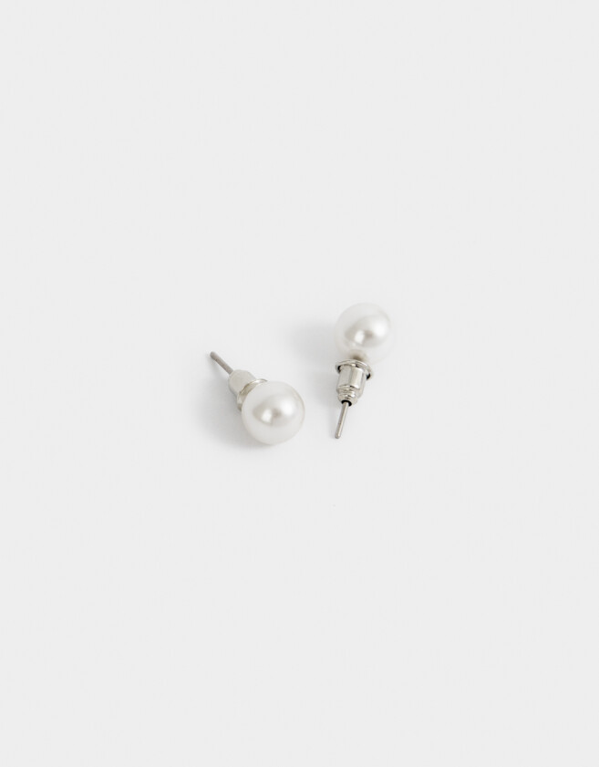 Aros Pasantes Con perlas Aros De Perlas - Plateado