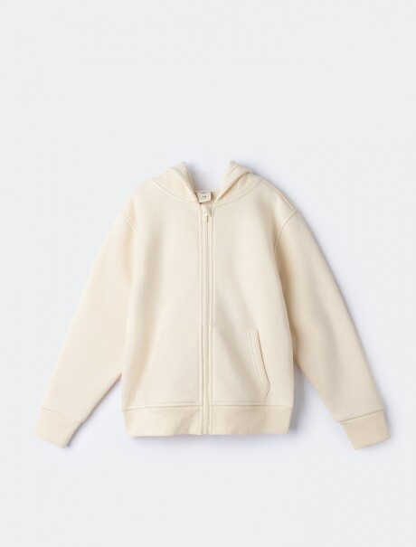 CAMPERA INFANTIL CON CAPUCHA BEIGE