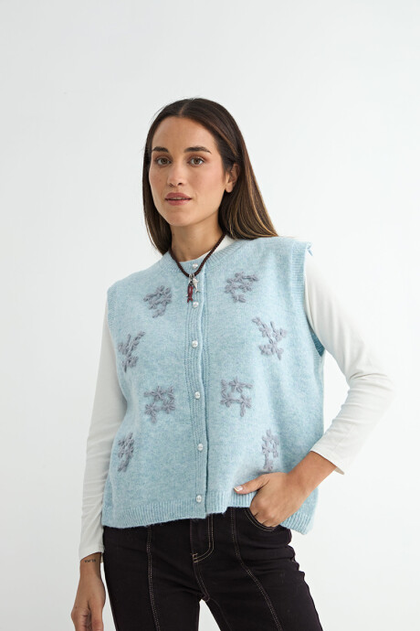 Chaleco Escila Bordado Celeste
