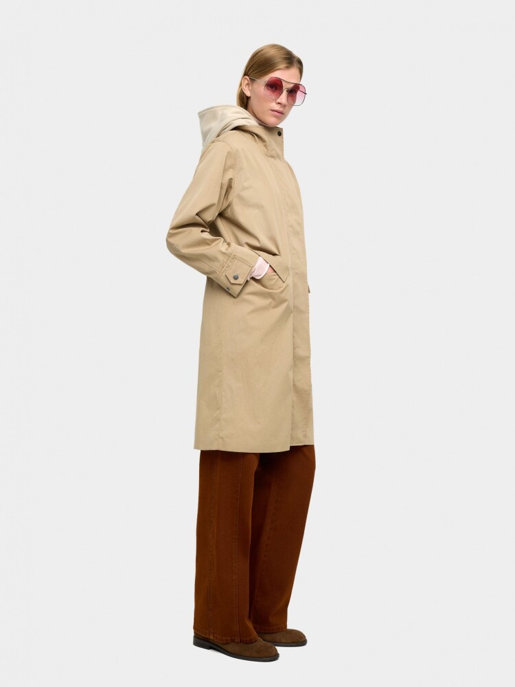 Parka De Algodón Con Capucha Desmontable beige