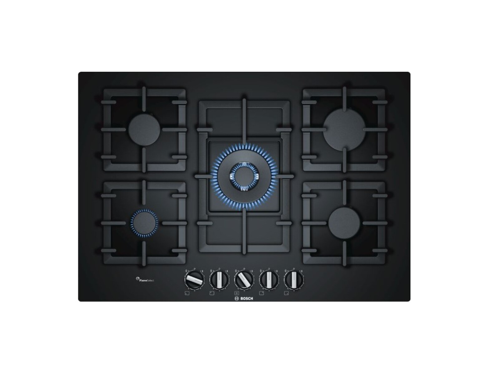 Anafe a Gas Bosch 5 hornallas de Vidrio negro 