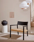 Butaca Yalia de madera maciza roble FSC 100% acabado negro y asiento de cuerda de papel