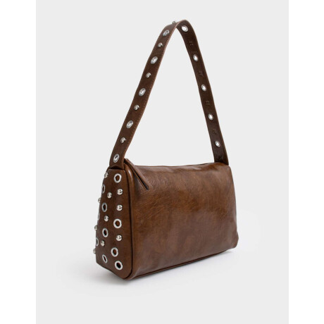 Bandolera Con Tachas Marron Chocolate