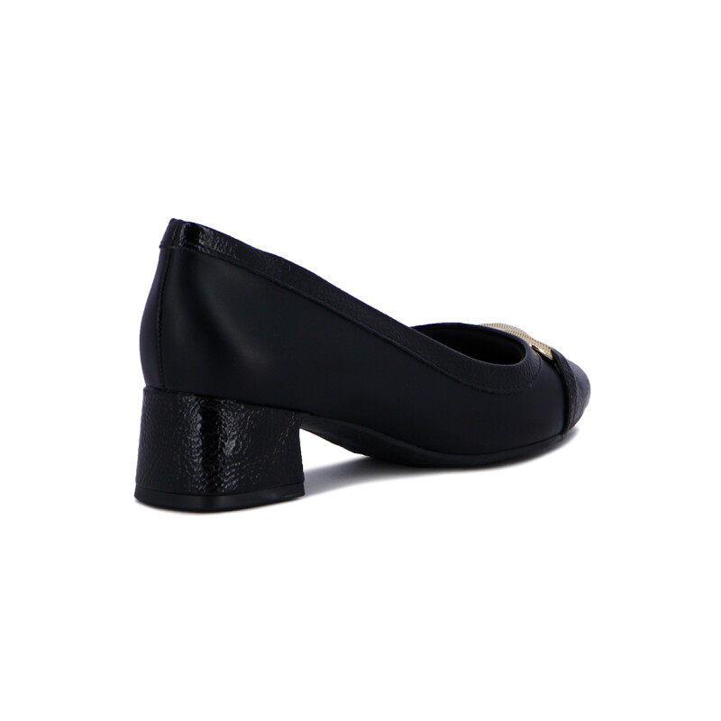 Comfortflex Zapato Taco Bajo Cuadrado Con Aplique En Capellada Negro