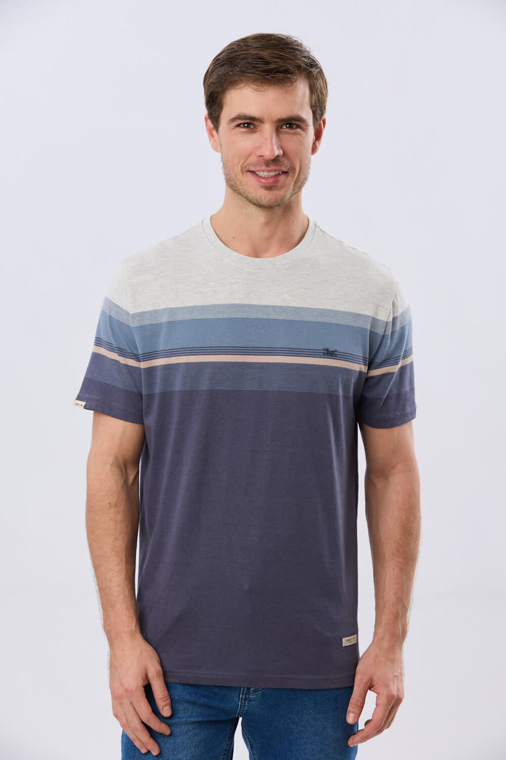 REMERA RAYADA DE ALGODÓN Azul