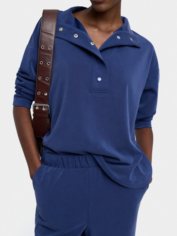 Sudadera Con Botones Tacto Suave azul