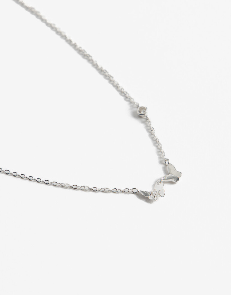 Cadena Corta con Dije Strass Cadena Con Dije Plata 925 - Plateado