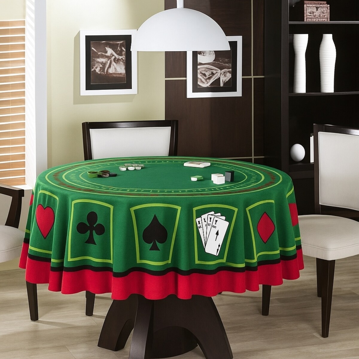 MANTEL REDONDO CASINO POKER 160CM - Verde 
