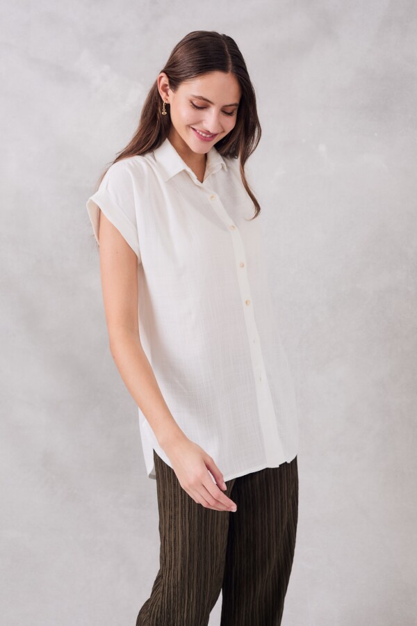 Blusa Manga Entera Off White