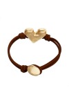 PULSERA DE CUERO NEGRO CON DETALLE DE CORAZÓN BAÑADO EN ORO 18K Pulsera